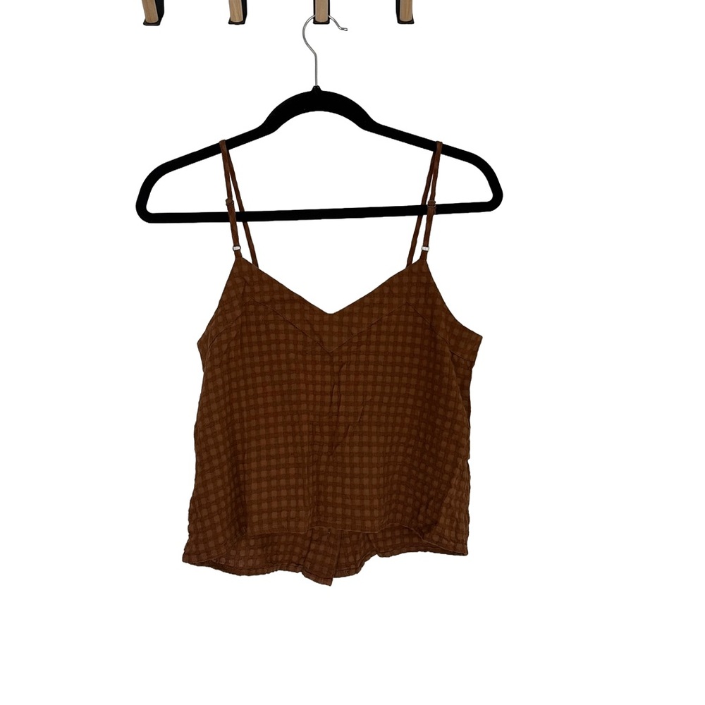 Brown cropped tank boho neutral buttons - Picture 3 of 4